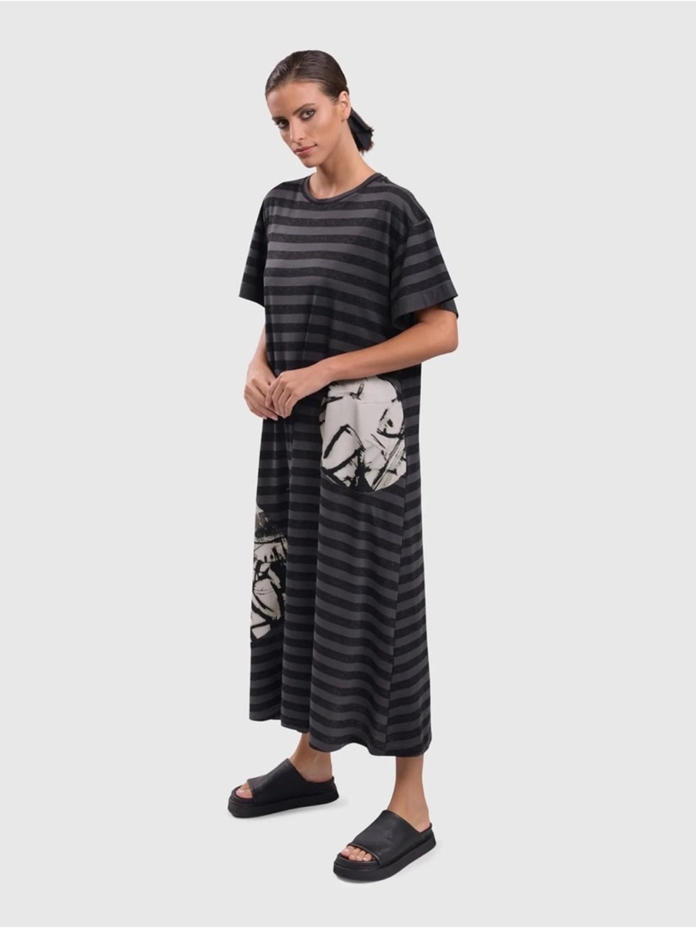 Alembika URBAN STRIPE MAXI DRESS black/grey Moon size XS 6-8